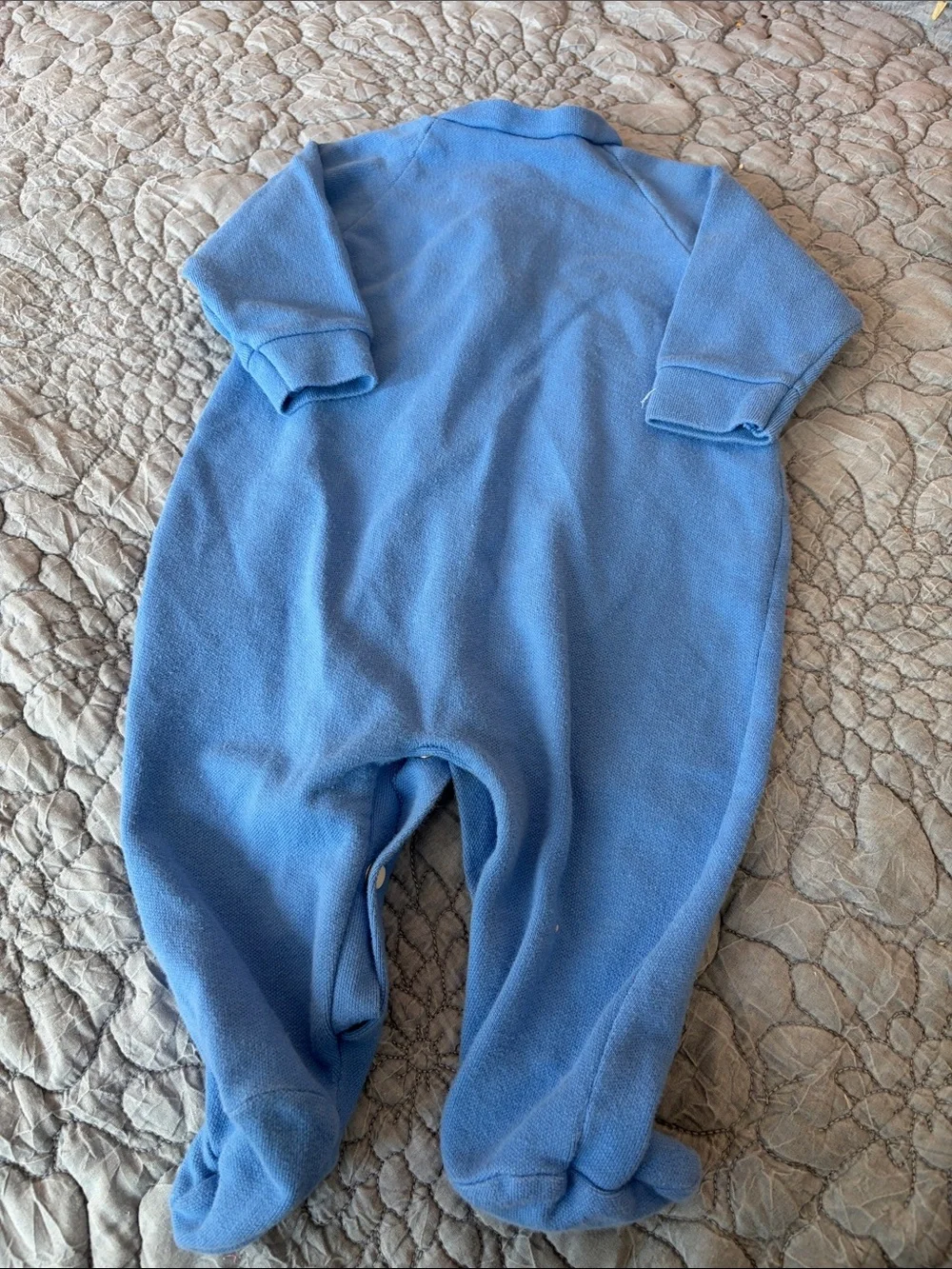 Little Me Blue Fleece Footed One-Piece